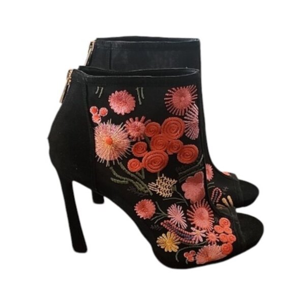 JESSICA SIMPSON Pascal Peeptoe Booties 8 Boots Boho Embroidered Stiletto Heels - Picture 7 of 15